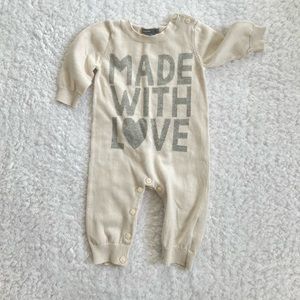 Baby Gap Knit “Made With Love” Onesie — Cream Gap Baby Onesie